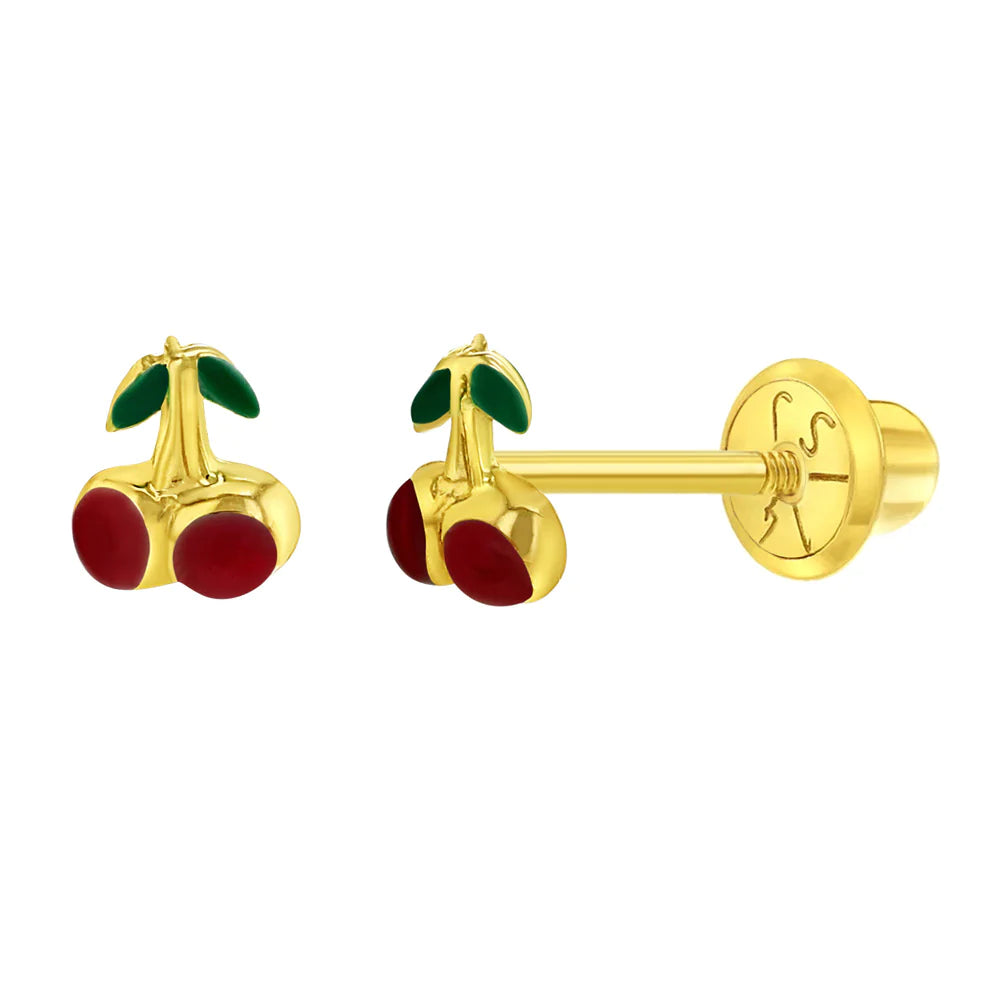 Hoop earrings with enamel stripes for a colorful and eye-catching design-14k Cherries Stud