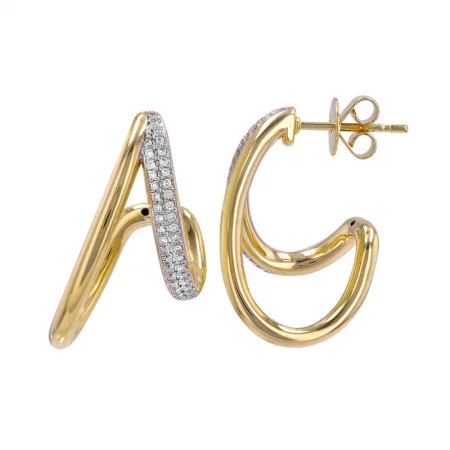 Hoop earrings with tortoiseshell designs for a chic and classic style-14k Double Line Open Hoops