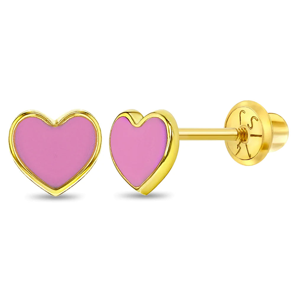 Best hoop earrings with angel wing accents for a spiritual and meaningful design-14K Enamel Heart Studs