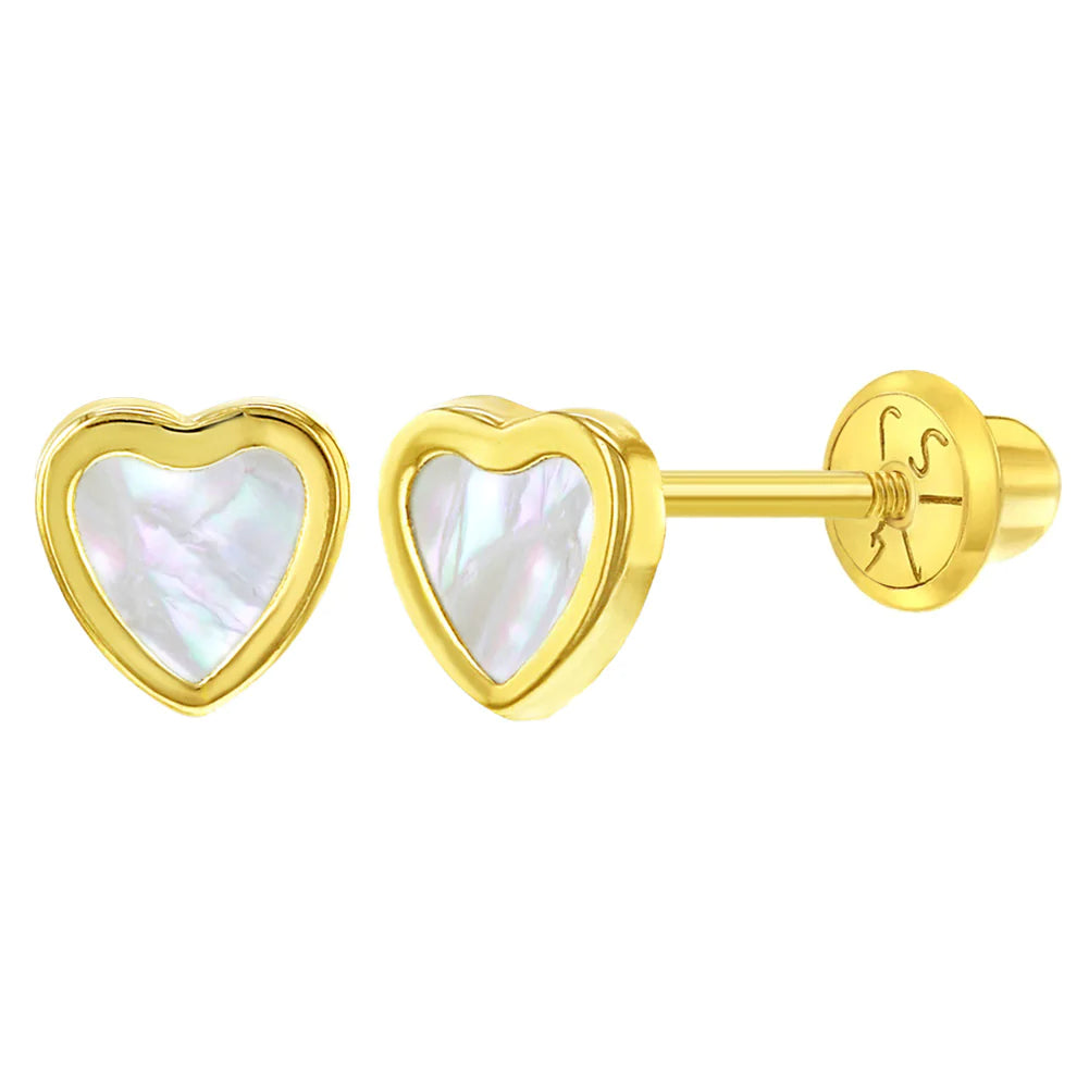 Best hoop earrings with custom engravings for a personalized and meaningful gift-14k Mother of Pearl Heart Stud