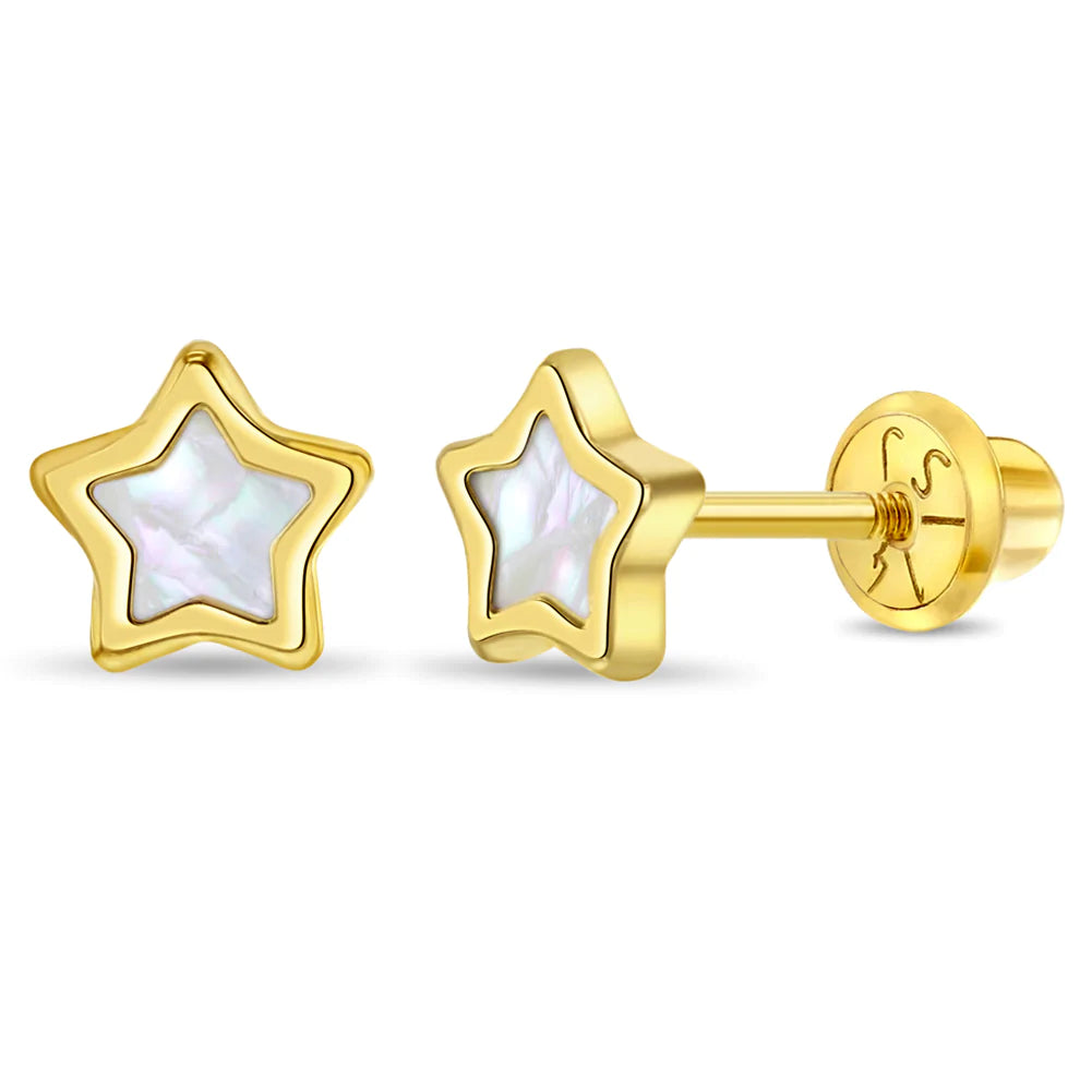 Hoop earrings with multi-tone finishes for a colorful and layered effect-14k Mother of Pearl Star