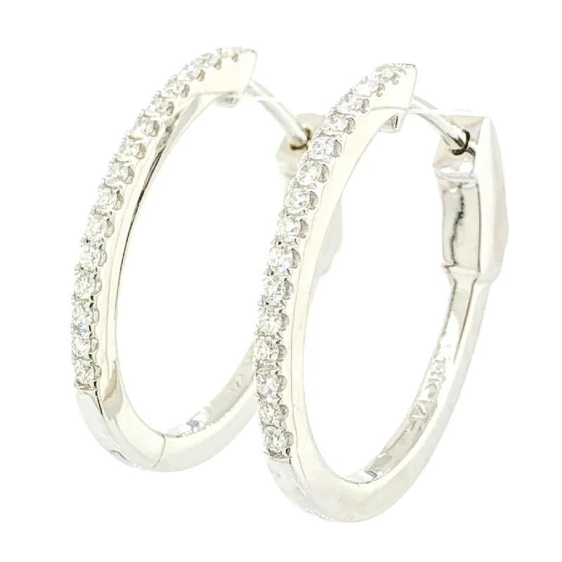 Hoop earrings with abstract shapes for an artistic and creative touch-14K W Gold 0.38ctw Diamond Hoop Earrings