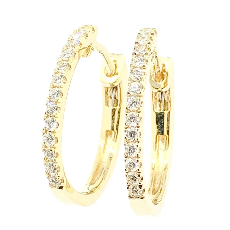 Hoop earrings with abstract shapes for an artistic and creative touch-14K Y Gold 0.20ctw Oval SI1/H Diamond Hoop Earrings