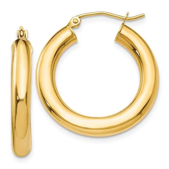 Hoop earrings with faceted crystals for added sparkle and shine-14K Y Gold 25mm High Polished Hoop Earrings