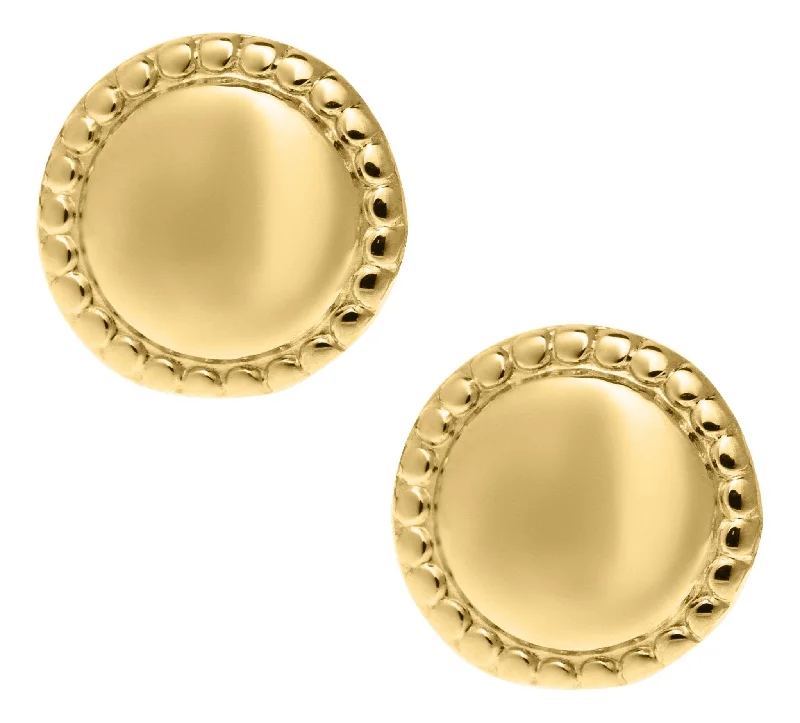 Classic hoop earrings with a thin profile for a sleek and subtle style-14K Y Gold Disc Safety Baby Studs