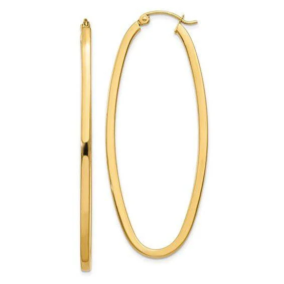 Best hoop earrings with geometric hexagon shapes for a modern, angular look-14K Y Gold Elongated Hoop Earrings