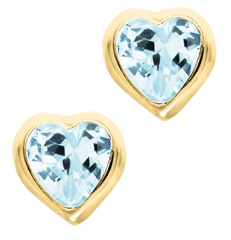 Hoop earrings with infinity loop designs for a continuous and eternal shape-14K Y Gold Heart Baby Studs - December CZ