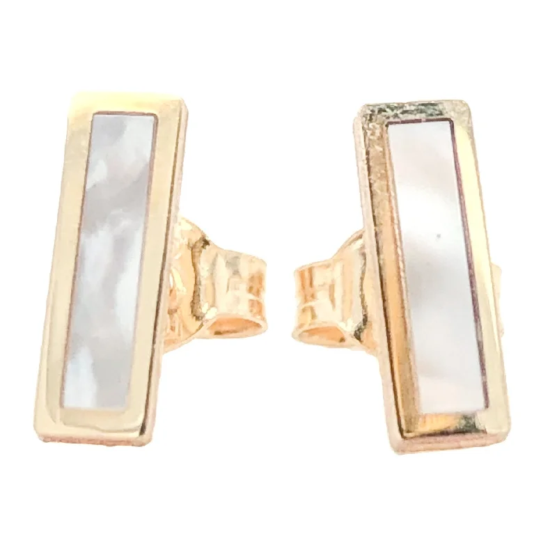 Best hoop earrings with smooth ceramic finishes for a polished, clean style-14K Y Gold MOP Bar Earrings