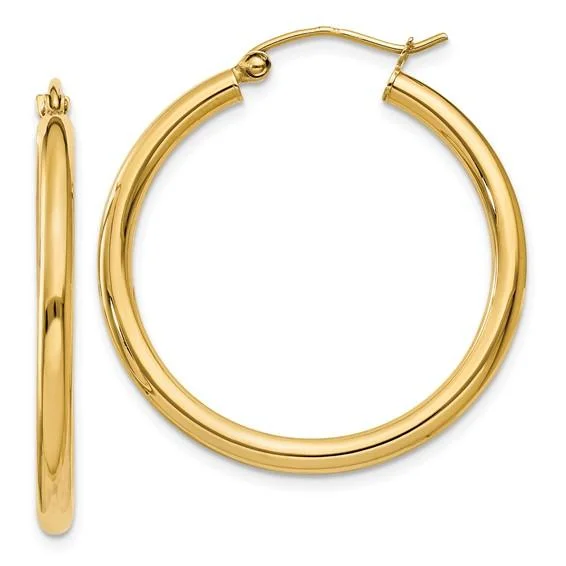 Best hoop earrings with textured silver for a rustic and organic finish-14K Y Gold Polished 2.5mm Tube Hoop Earrings