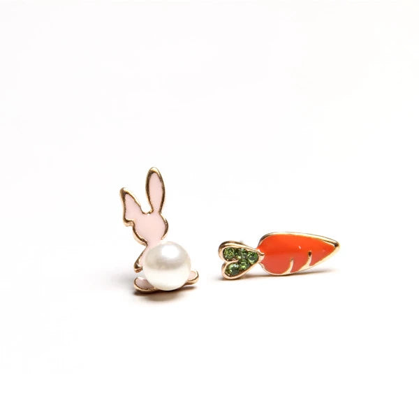 Best hoop earrings with rose gold for a romantic and warm aesthetic-Adorable Bunny and Carrot Earrings