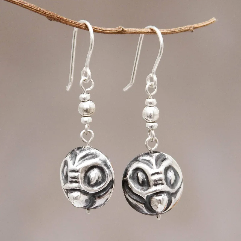 Best hoop earrings with turquoise stones for a bohemian-inspired vibe-Andean Owl Twin Owl Earrings in Sterling Silver from Peru Jewelry