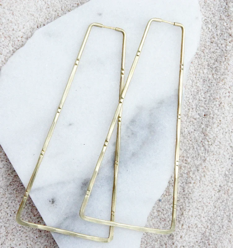 Best hoop earrings with detachable studs for a versatile and adjustable accessory-Bamboo Triangle Hoops