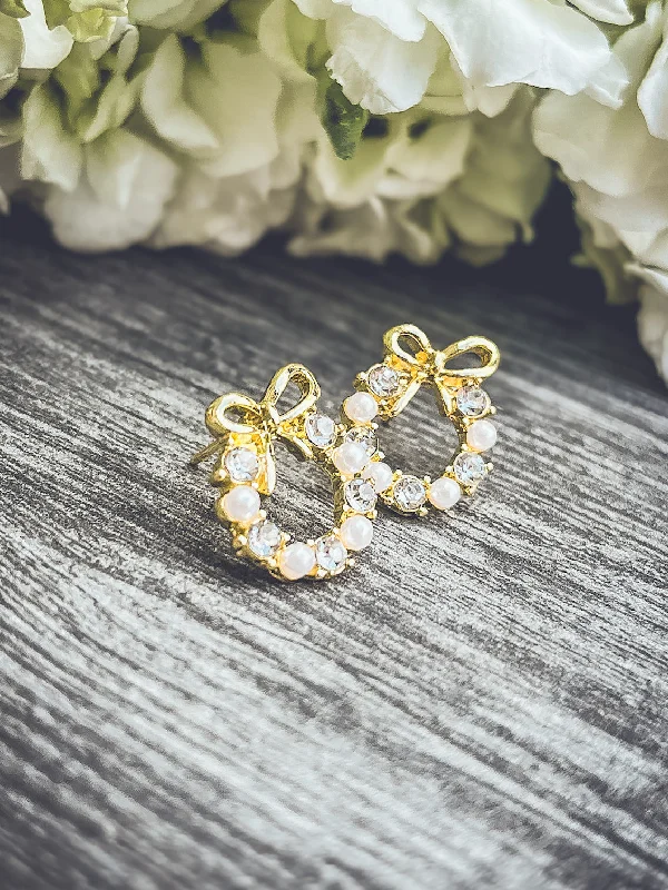 Hoop earrings with oversized pearl accents for a statement-making look-Beautiful and Dainty Pearl Wreath Earrings