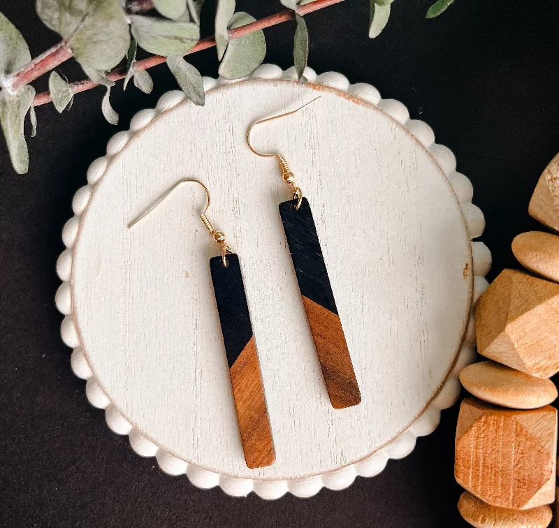 Hoop earrings with abstract shapes for an artistic and creative touch-Beautiful Black Resin and Wood Earrings