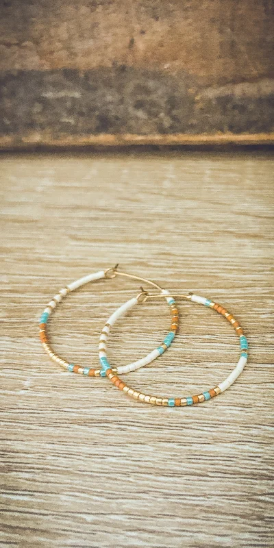 Hoop earrings with luxe velvet finishes for a rich and luxurious touch-Beautiful Dainty Beaded Hoop Earrings