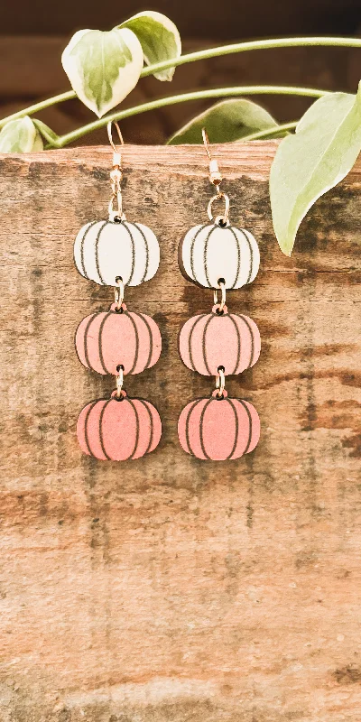 Best hoop earrings with crescent-shaped designs for a bold, moon-inspired style-Beautiful Fall and Autumn Wooden Pumpkin Earrings