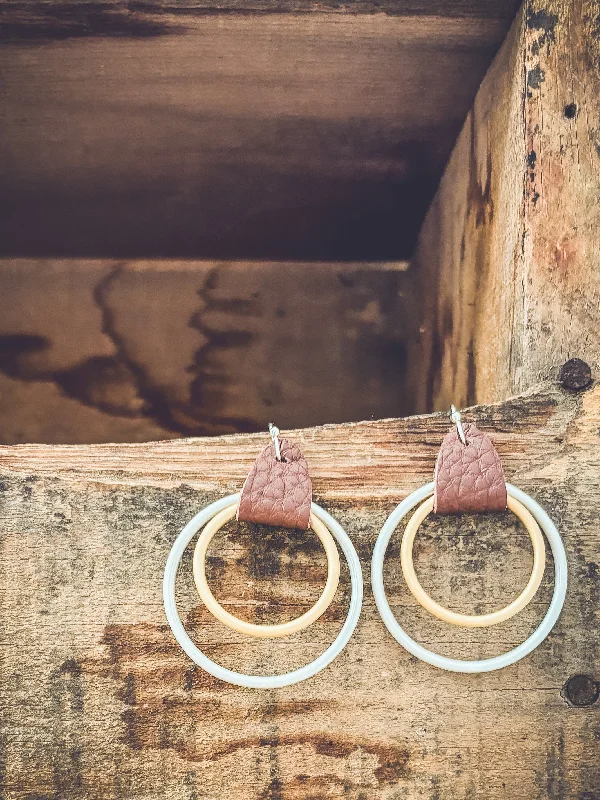 Hoop earrings with hammered copper for a warm and rustic aesthetic-Beautiful Leather Double Hoops