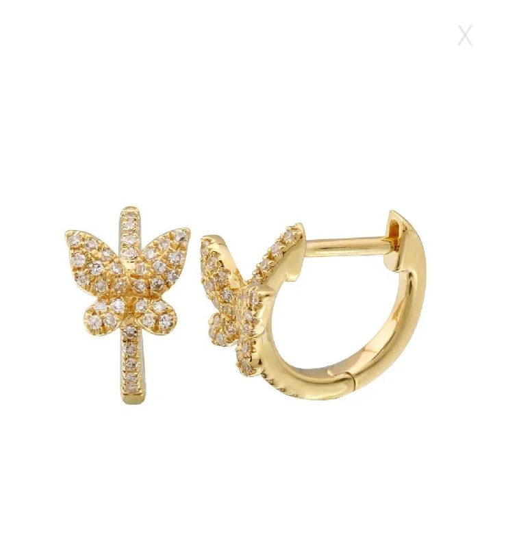 Best hoop earrings with stacked layers for a dimensional and bold look-Butterfly Diamond Huggies