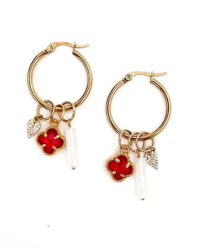 Hoop earrings with polished metal for a shiny and high-quality finish-Cherub Holiday Charm Hoop Earrings