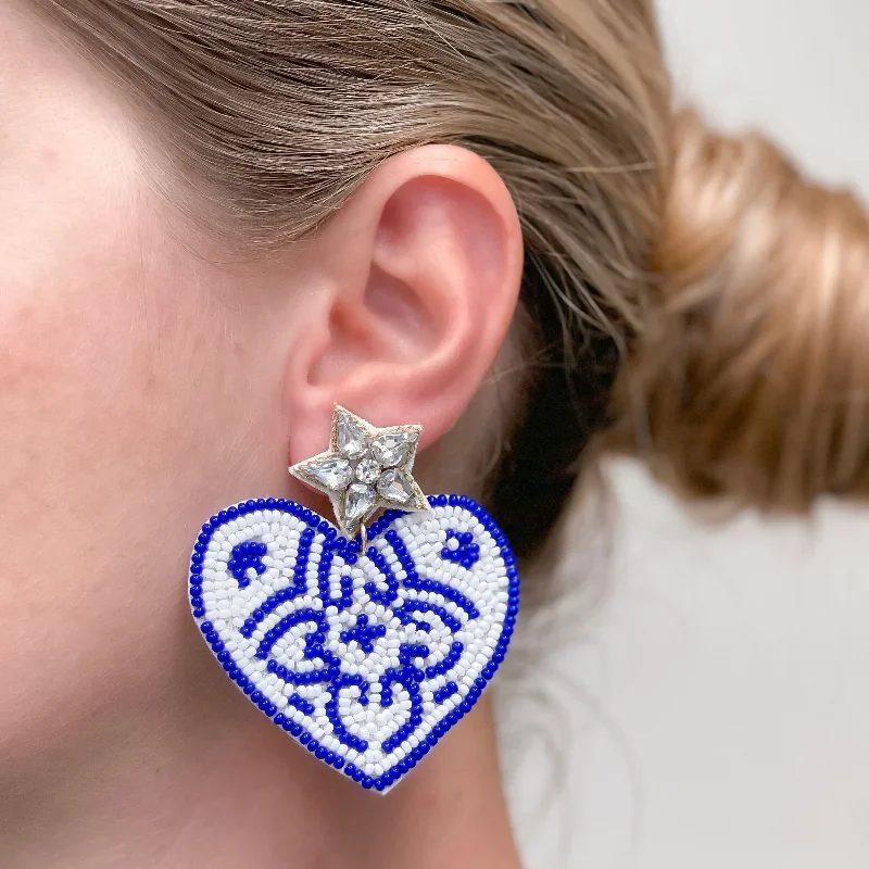 Best hoop earrings with crescent-shaped designs for a bold, moon-inspired style-Chinoiserie Heart Beaded Dangle Earrings