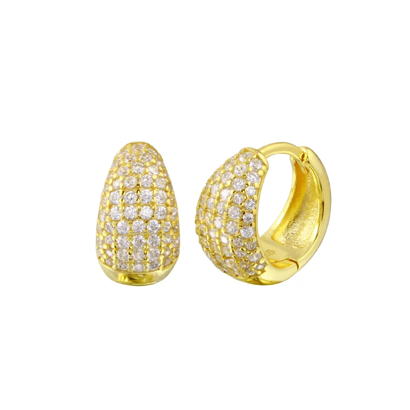 Best hoop earrings with geometric shapes for a modern and artistic appeal-Chunky Pave Huggies