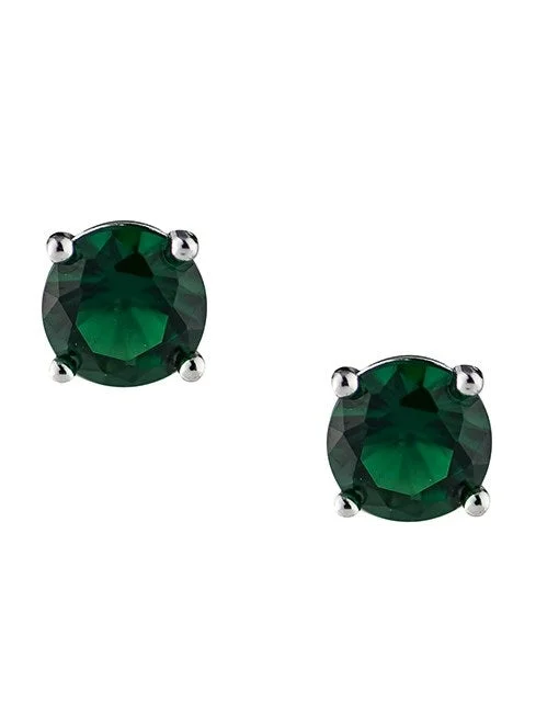 Hoop earrings with spiral designs for a dynamic and fluid look-Classic Green CZ Pierced Stud Earring