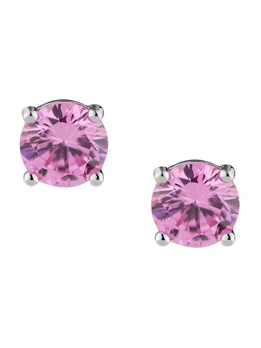 Best hoop earrings with snake-inspired designs for an edgy and fierce vibe-Classic Pink CZ Pierced Stud Earring