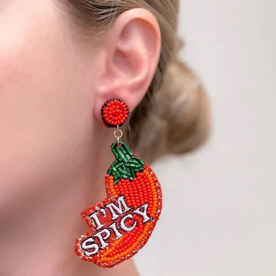 Best hoop earrings with vintage-style detailing for a nostalgic and timeless look-'I'm Spicy' Beaded Statement Earrings