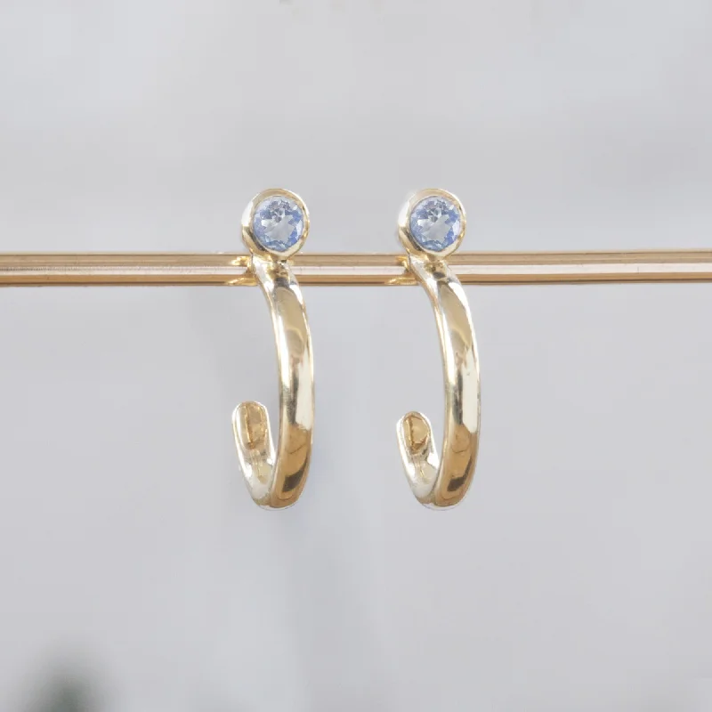 Best hoop earrings with geometric pendants for a modern, chic appeal-Custom Moonstone Birthstone Hoop Earrings | 14K Yellow Gold