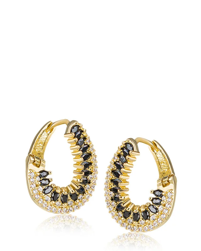 Hoop earrings with hearts for a sweet and romantic gesture-CZ Curved Hoop Earrings