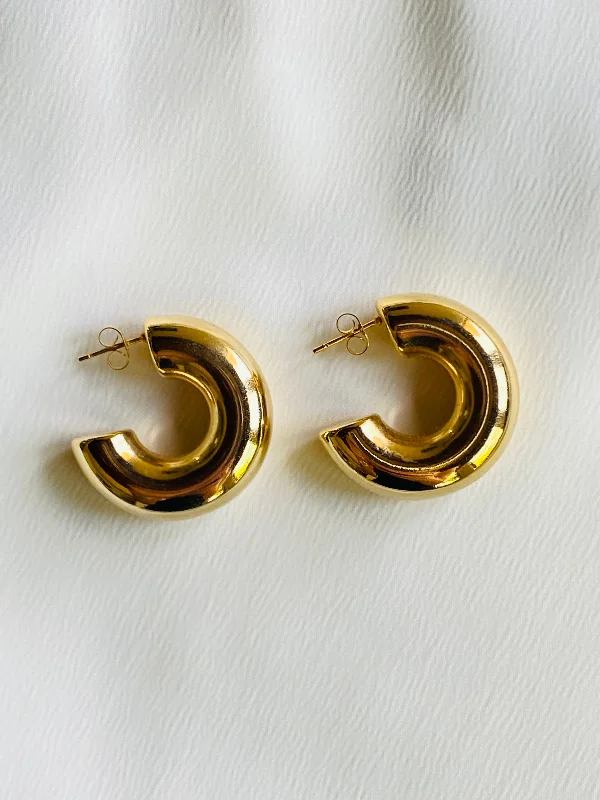 Hoop earrings with textured gold for a refined and sophisticated aesthetic-DAISY Thick Hoop Earrings