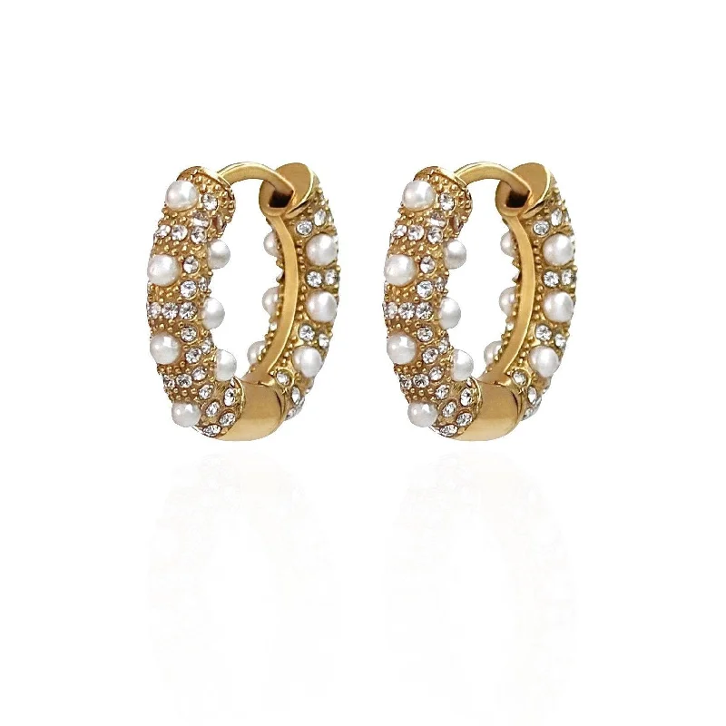 Best hoop earrings with geometric pendants for a modern, chic appeal-Angelic Diamond and Pearl Hoops