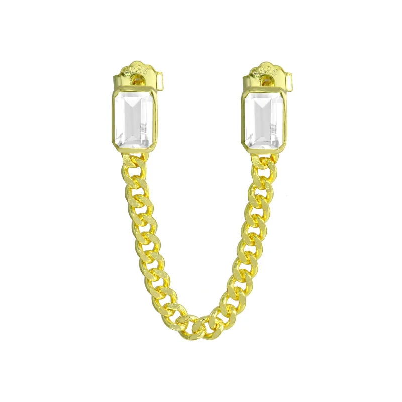 Best hoop earrings with tribal designs for a cultural and exotic aesthetic-Double Bezel Cuban Chain Earring