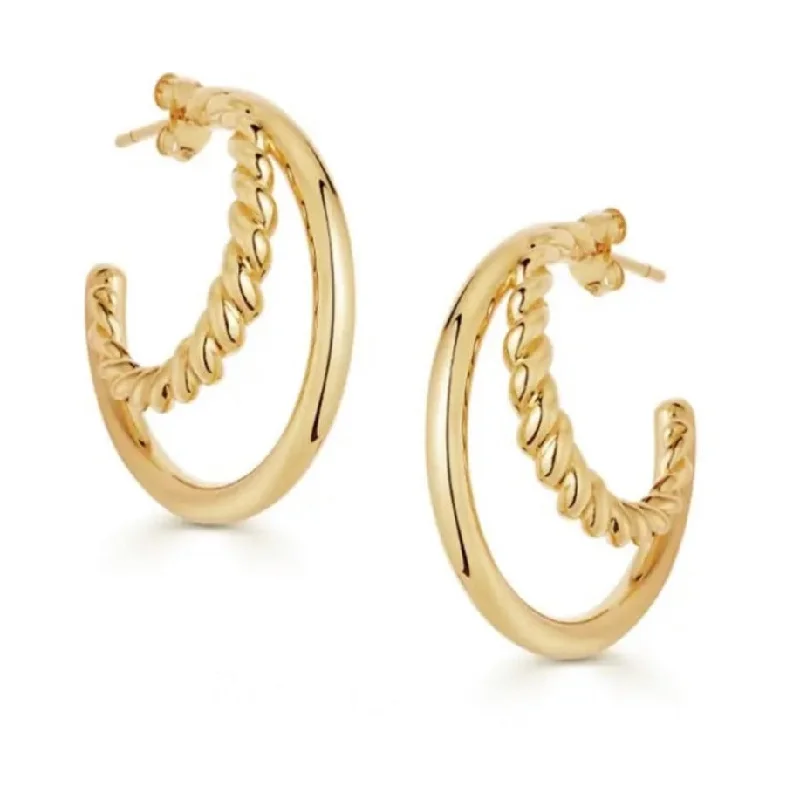 Hoop earrings with hearts for a sweet and romantic gesture-Double Rope Hoops