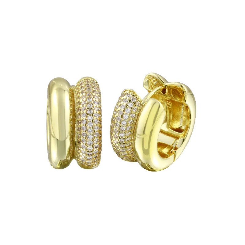 Hoop earrings with stacked layers for a bold and textured design-Double Row Chunky Huggies