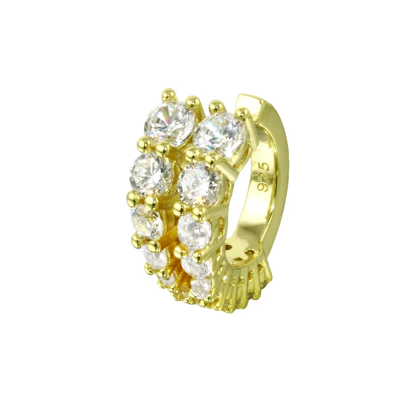 Best hoop earrings with gemstone accents for a colorful and elegant appearance-Double Row Diamond Cuff