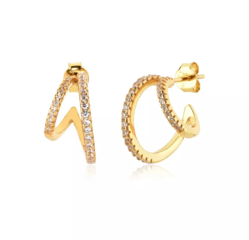 Best hoop earrings with geometric pendants for a modern, chic appeal-Double Pave  Hoop