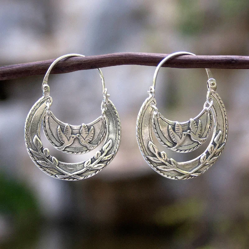 Best hoop earrings with detachable studs for a versatile and adjustable accessory-Doves of Peace Handcrafted Sterling Silver Earrings