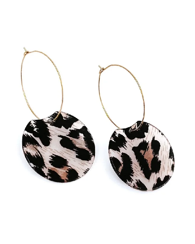 Hoop earrings with oversized pearl accents for a statement-making look-Elba Leopard Hoop Earrings