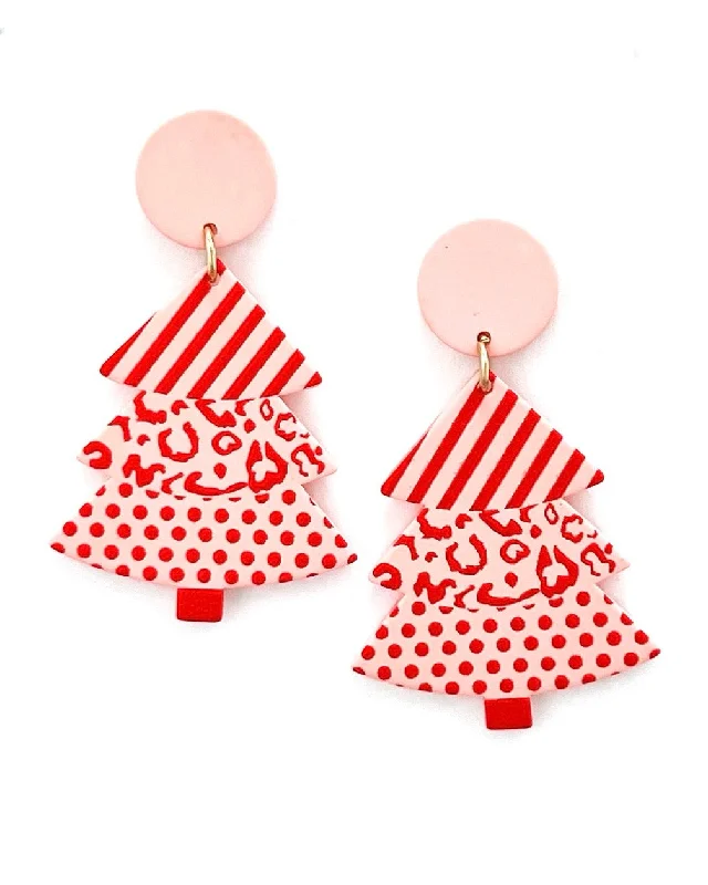 Best hoop earrings with satin ribbons for a soft, feminine appearance-Elegant Christmas Tree Earrings