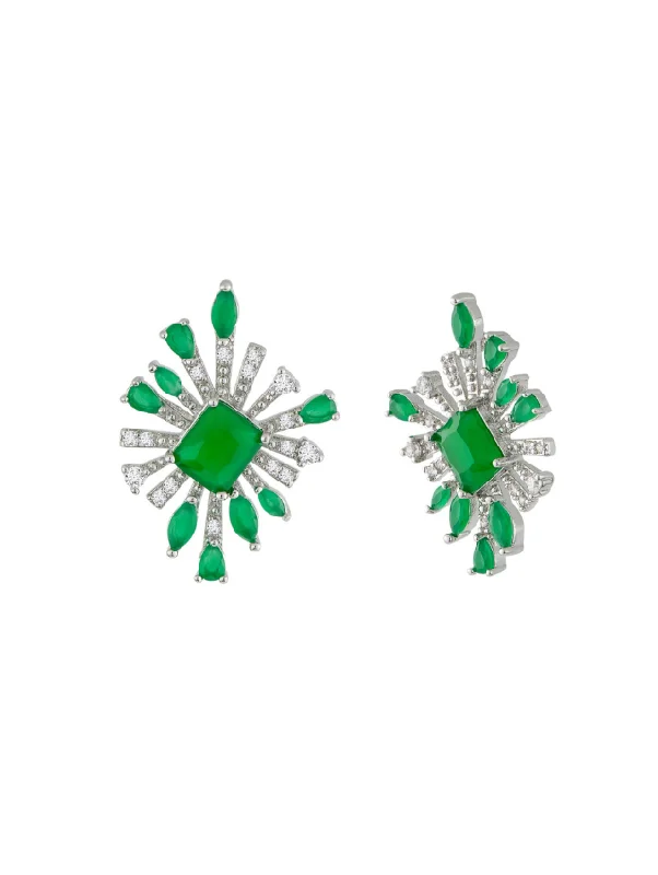 Hoop earrings with infinity loop designs for a continuous and eternal shape-Emerald and Pave Burst Earrings