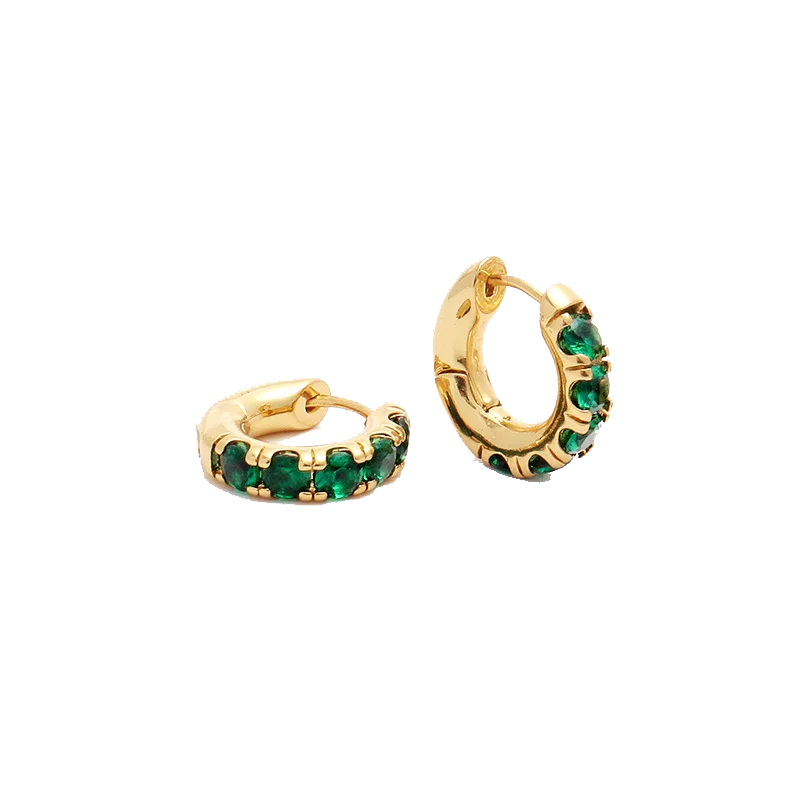 Best hoop earrings with vintage coins for a retro, antique-inspired style-Emerald Hoops (Final Sale)