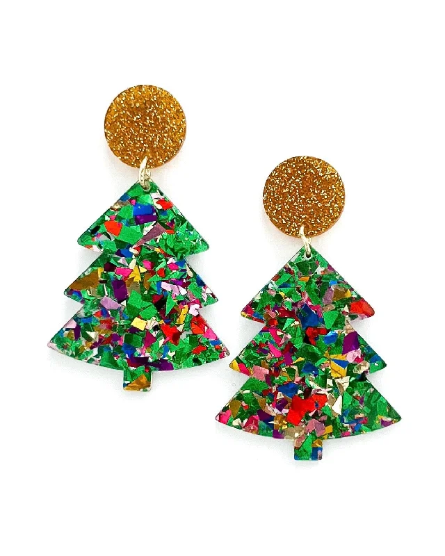 Best hoop earrings with marbled designs for a trendy and artistic effect-Emmeline Christmas Tree Earrings