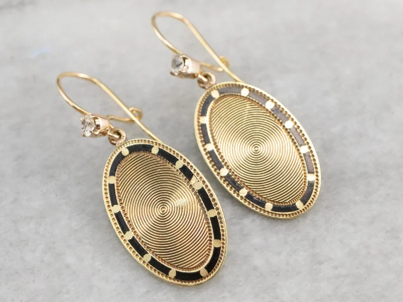 Best hoop earrings with hammered gold for a rustic yet elegant look-Enamel Diamond and Gold Cufflink Earrings