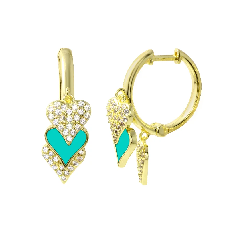 Hoop earrings with braided patterns for a detailed and textured finish-Enamel Perfect Heart Huggies