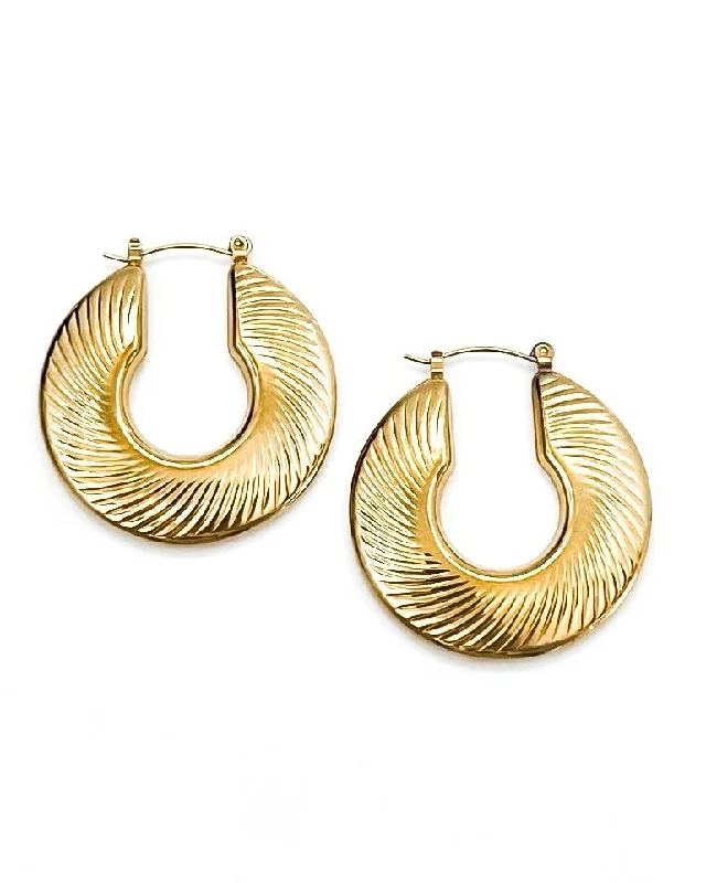 Hoop earrings with polished silver finish for a shiny, modern appeal-Essie Textured Hoop Earrings