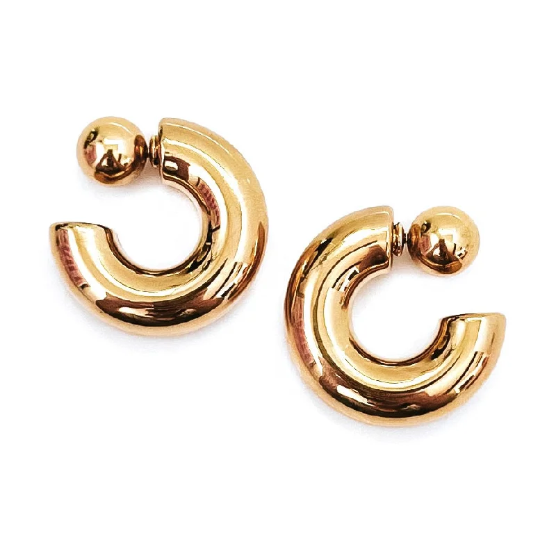 Hoop earrings with pearl accents for a chic and classic style-Everson Gold Reverse Hoop Earrings