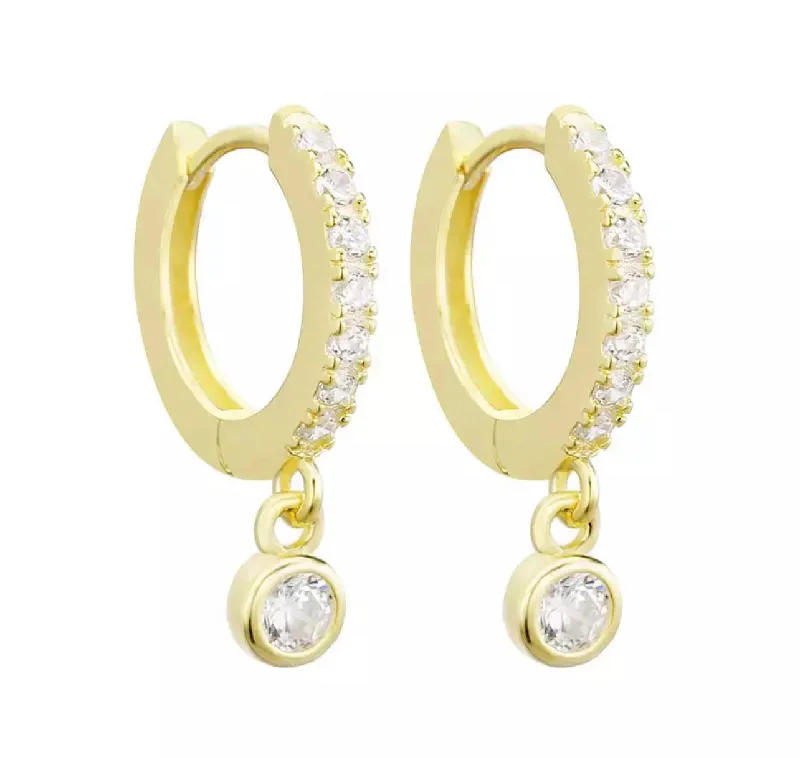 Best hoop earrings with delicate chain details for a trendy and stylish design-Everyday Bezel Huggies