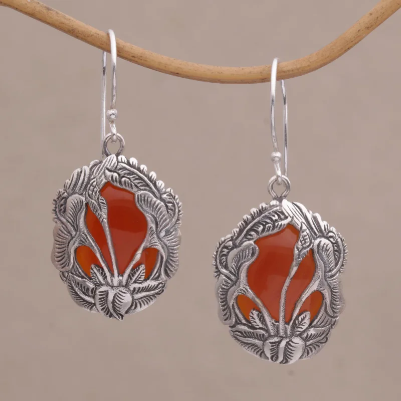 Hoop earrings with diamond-cut surfaces for added sparkle and shine-Floral Plains Carnelian Earrnings