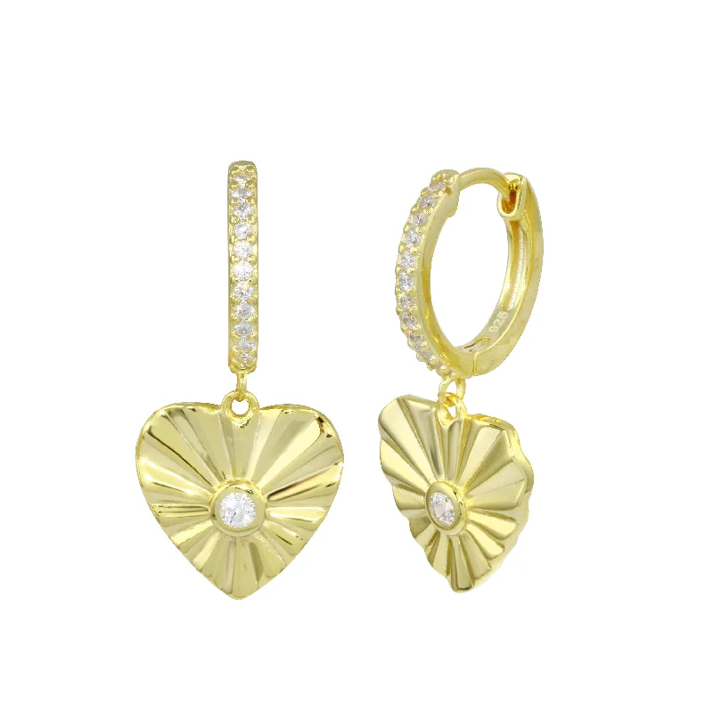 Best hoop earrings with tribal designs for a cultural and exotic aesthetic-Fluted Heart Huggies